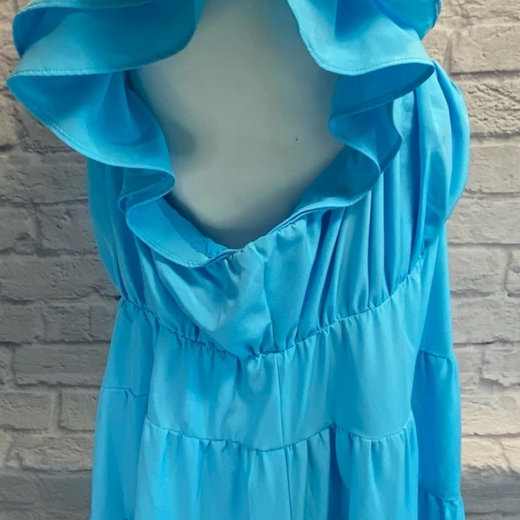 🆕️ ENDLESS ROSE Aqua Ruffled Flounced Tier Mini Dress - Picture 2 of 5